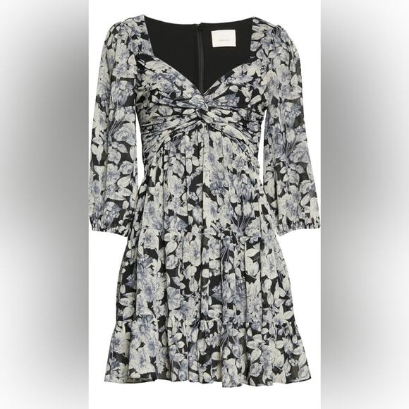 NWT New Cinq à Sept Harlie Floral Print Balloon Sleeve Dress Size 6 - Picture 2 of 8